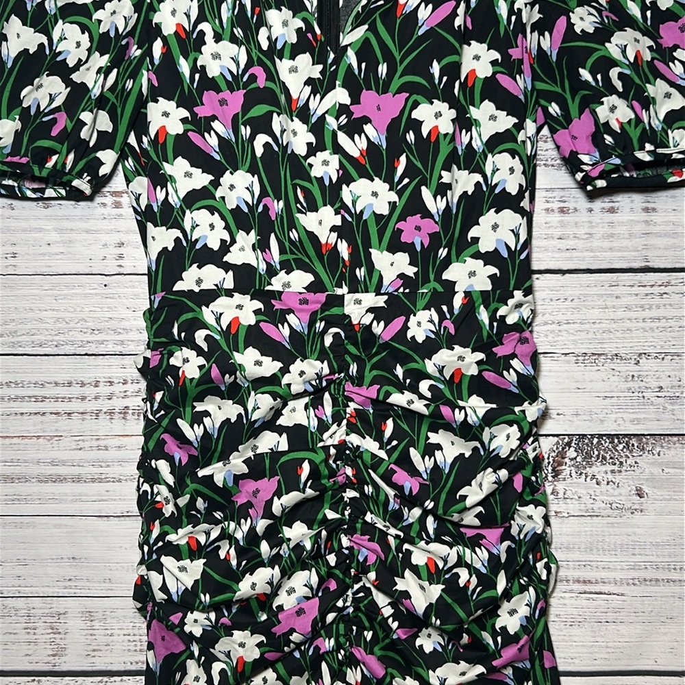 Veronica Beard Janis Floral Ruched Dress Size 4 - Picture 9 of 16
